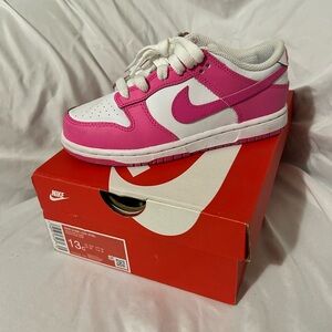 Nike Kids Pink and White Low-Top Sneakers